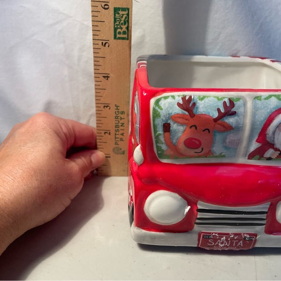 Red Santa and Reindeer Ceramic Planter NEW with box can ship ASAP Best offer - Picture 7 of 10